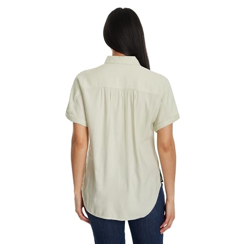 Image of Gloria Vanderbilt Women's Daisy Short Sleeve High-Low Button Down Shirt Standard