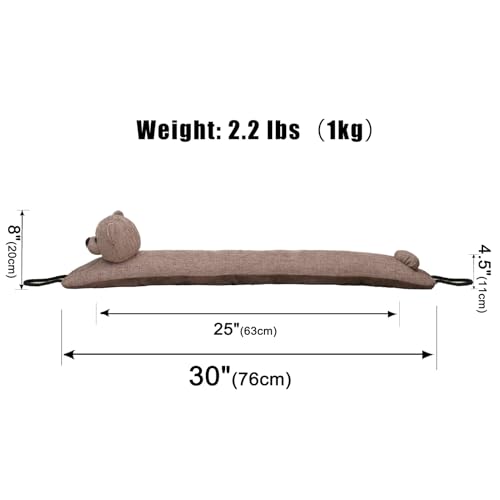 Image of Marwood Under Door Draft Stopper Decorative Wind Stopper 30 inch for Door & Window, Weighted Animal Air Draft Stopper Snake Noise Blocker for Bottom of Door with Hanging Loops - Bear
