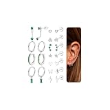 SAILIMUE Juego de aretes hipoalergénicos de oro con parte trasera plana, aretes de cartílago de acero inoxidable quirúrgico para mujer, delicados aretes de aro pequeños para múltiples piercings, Acero