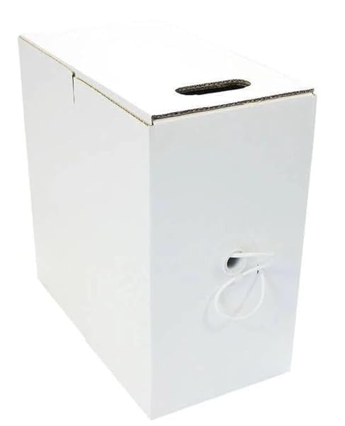 Kabel Ethernet CAT6 U/UTP 305 m, stały przewodnik 23 AWG CCA, 10 Gb/s, 250 MHz, obsługa PoE, osłona PCW, biały