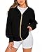BTFBM Zip Up Hoodie Women Fall Fashion 2025 Trendy Long Sleeve Sweatshirt Fleece Jacket Y2K Hoodies Winter Clothing(Black, Medium)