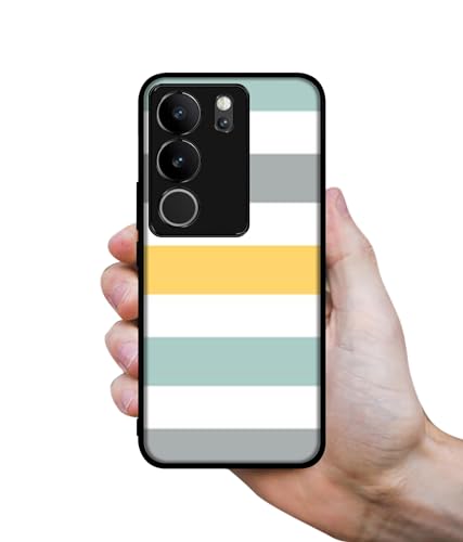 Image of Line Texture Design Premium 2D Printed Metal Back Case Cover for Vivo V29 5G / V29 Pro 5G, White