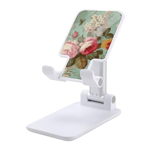 Support de téléphone pour bureau pliable et réglable au motif floral vintage