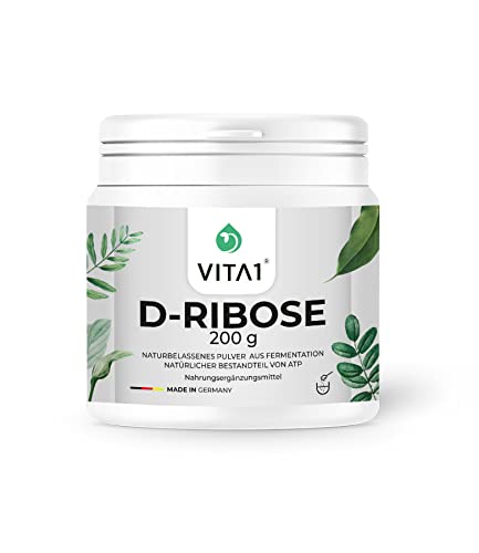 D-Ribose Pulver • 200g (Monatspackung) • fördert die Bildung von ATP • Apothekenqualität • VITA1 •Hergestellt in Deutschland Cover