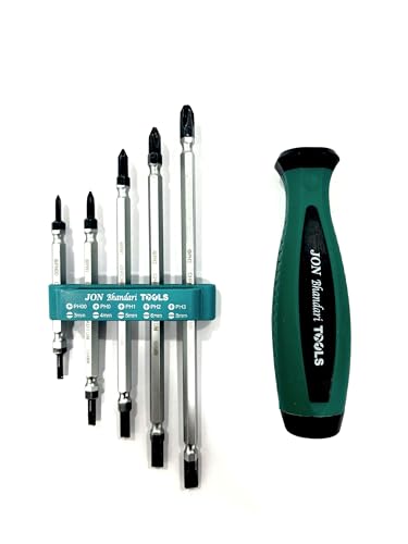 Image of Jon Bhandari Tools 5-in-1 Screwdriver Set | Slotted (3mm-8mm) & Phillips (PH00-PH3) | Multipurpose Precision Tool Kit for Home, Electrical & DIY Use