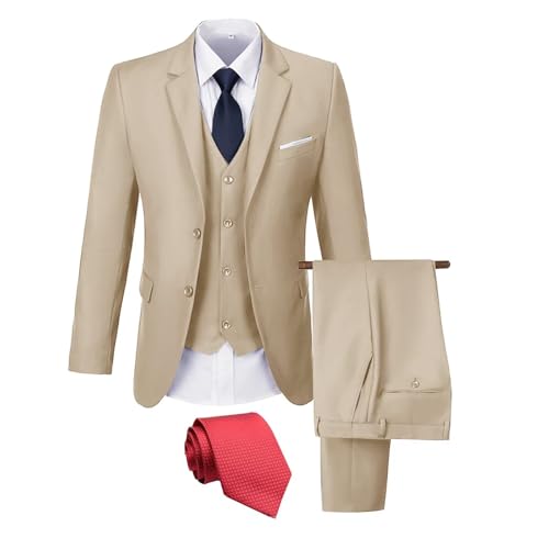 Men's Suit 3 Pieces Slim Fit Wedding Suit for Men Formal Prom Tuxedo Bussiness Suit Jacket Vest Pants with Tie
