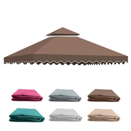 Toldos Pergola Recambio 3x3M, Techo Carpa de Repuesto para Cenador de Jardín con Ventilación, 2 Niveles Cubierta de Repuesto para Pergolas de Jardin Exteriores para Camping, Playa, Barbacoa Gazebo