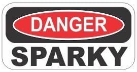 3pcs Danger sparky funny hard hat/helmet stickers