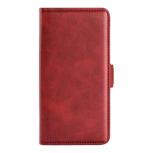 Image of Havilah for iPhone 16e Dual-Side Magnetic Buckle Horizontal Flip Faux Leather Phone Case iPhone 16e Case Cover(Red)