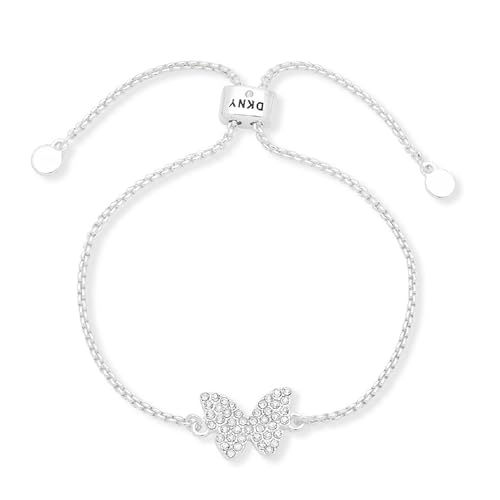 DKNY Womens Butterfly Slider Bracelet in Silver with Crystal Stones