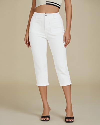 luvamia Capris Jeans for Women Trendy High Waisted Patch Pocket Casual Summer Cropped Stretchy Denim Skinny Capri Pants3