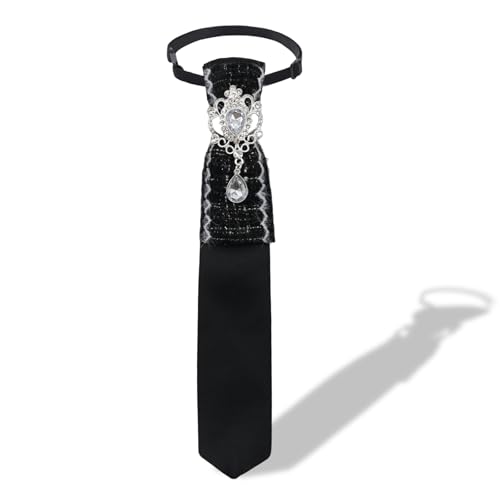 Image of Rhinestone Ties for Women, Skinny Neck Tie for Women Business Prom