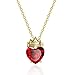 Collar de corona de oro con corazón rojo descendientes reina de corazones rubíes piedras de nacimiento para el día de San Valentín, regalo preadolescente para ella