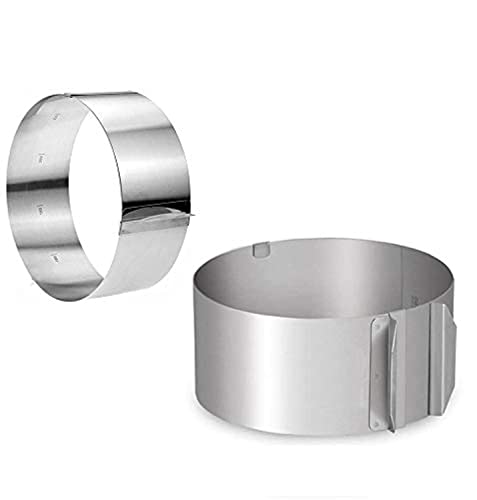 YFOX Haushalts Edelstahl 6 Zoll bis 12 Zoll verstellbare runde Kuchenringform Mousseform, unverzichtbar für alle Hobbybäcker,3,34 Zoll hoch (Silber) Cover