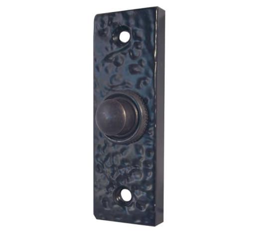 Ironmongery Solutions® Antique Bell Push 78x26mm Black Finish Traditional Doorbell Push Plate Fixings Included