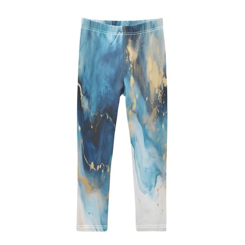Bolaz Toddler Girls Leggings Printed Yoga Pants Leggings Dark Blue White Marble for Kids