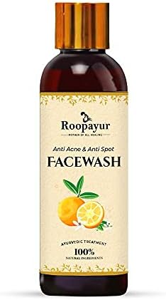 Roopayur Orange Face Wash 100 ML - Neem AloeVera & Cucumber, 100% Ayurvedic for Dark Spot Anti Acne Pimple Scar Marks & Blemishes Skin Herbal Organic Exfoliating Oil Control Facewash for all Skin Type