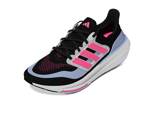 adidas Tênis de corrida feminino Ultraboost Light, Preto/Rosa lúcido/Azul Dawn, 36