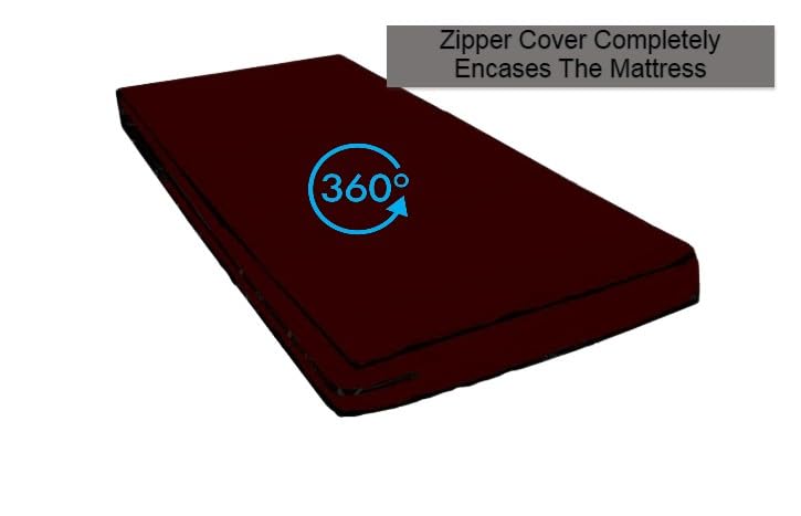 Image of 100% Waterproof Mattress Cover /Protector with Zipper Chain for Double Bed (Set of 2 Pieces) II All Around Protection with 360 Encasing (36 inch*72 inch*7, Maroon)