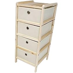 Cajones Tela Leroy Merlin Acan Tradineur - Mueble Auxiliar de Madera con 4 Niveles - Cajones de Tela - Cajonera, cómoda - Almacenamiento y organización - Incluye Tornillos y Manual - 33 x 29 x 70 cm