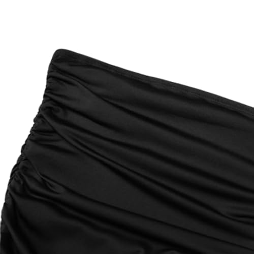 Summer Ruffle Tube Dress Birthday for Women Strapless Y2K Ruched Slit Thigh Bodycon Tassel Dress4