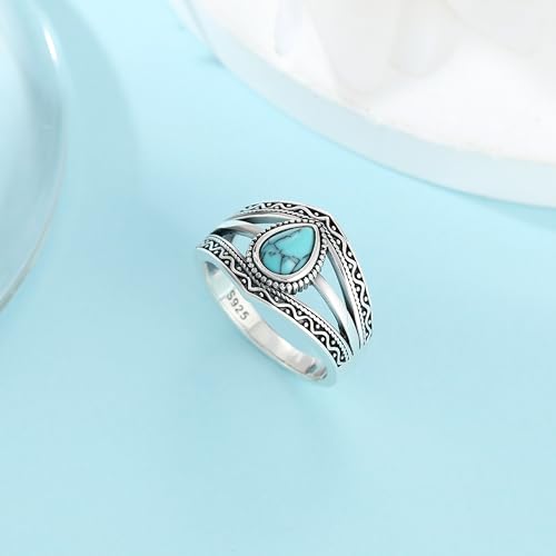 Boho Turquoise Ring for Women Sterling Silver Western Style Statement Ring Bohemian Jewelry Gifts3