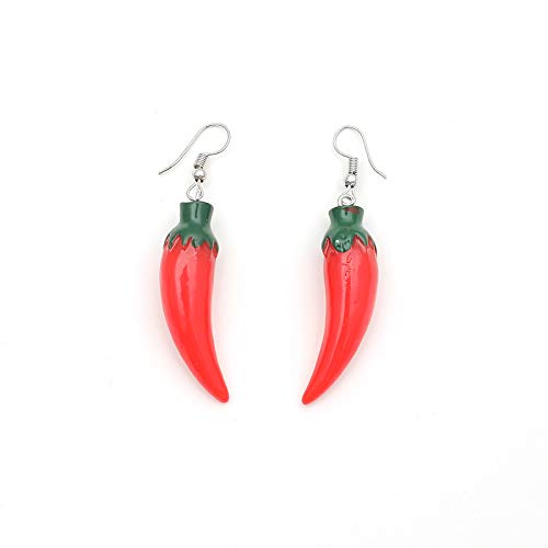 TIANBANGSHI Unique Red Chili Pepper Earrings Cute Funny Lifelike Simulation Vegetable Food Resin Pepper Dangle Drop Statement Earrings for Women