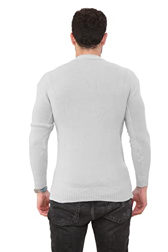 Pull en tricot homme gris col rond XL à manches longues - 2