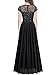 Miusol Women's Classy Scoop Neck Sequin Lace Contrast Bridesmaid Party Maxi Dress (Medium, Black)