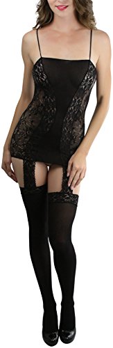 Image of ToBeInStyle Women's Bodystocking Bustier Garter Lingerie Suspender Thigh High Stockings