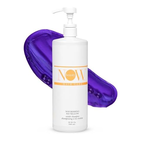 NOW BEAUTY Nourishing No Yellow Violet Shampoo - Purple Shampoo for Blonde Color-Treated Hair - Removes Brassiness - Hydrate - Vegan - Color safe - Paraben & Sulfate free - For Men & Women - 32 Oz Cover