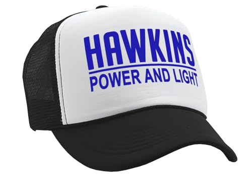 Hawkins Power and Light Adjustable Trucker Hat Unisex Baseball Cap for Men and Women Science Fiction Inspired TV Movie (US Alpha One Size Black)