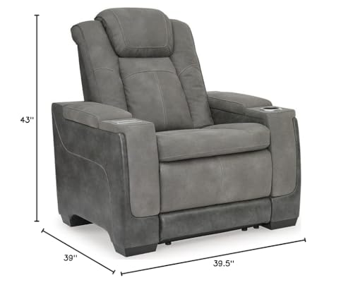 Sillón reclinable moderno gris con control USB miniatura 3