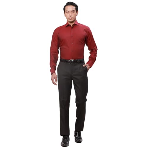 Image of Park Avenue Men's Solid Pattern Slim Fit Cotton Blend Full Sleeve Semi Cut Away Collar Formal Shirt