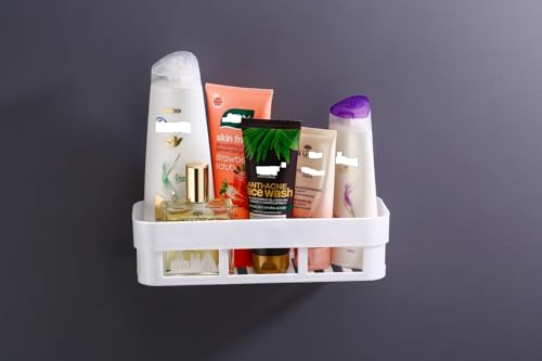 Image of 4-Pack Plastic Wall Corner Shelf, Contemporary Style, Bathroom /Kitchen Corner Wall Mount Holder, Self-Adhesive, Quick Draining, Humidity-Resistant