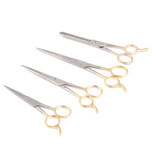 DDP Barber Scissor Hair Cutting Scissors Set Contain 4 Pcs Scissors With Half Gold Plated 5.5