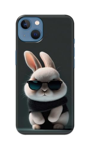 Image of Plastic Printfidaa Printed Hard Back Cover Case For Apple Iphone 13 Back Cover (Cool Baby Rabbit) -112, Multicolor