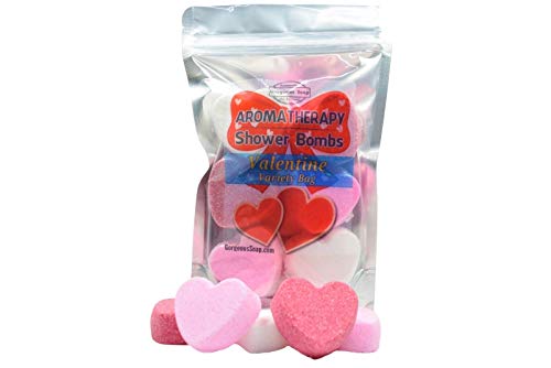 Aromatherapy Valentine Shower Bombs - Natural Handmade Shower Steamers, Shower Fizzies, Shower Tablets, Shower Melts, Shower Fizzy Spa Shower Soothers