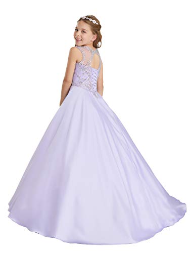 Junguan Girl's Crystal Beading Pageant Dress Princess Wedding Party Birthday Ball Gown4