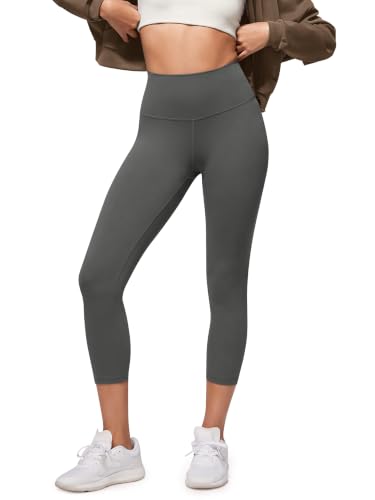 ODODOS Buttery Soft Lounge Yoga Leggings for Women Cropped Length 23" High Waist Yoga Pants, Charcoal, XX-Large