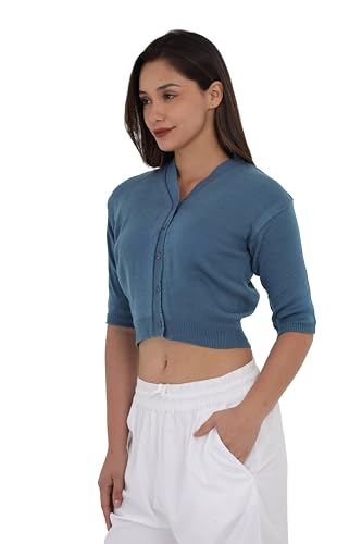 Image of Women Winter Wear V-Neck Half Sleeves Regular Fit Woollen Blouse