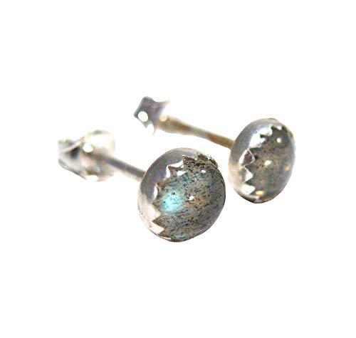 Labradorite Stud Earrings in Sterling Silver