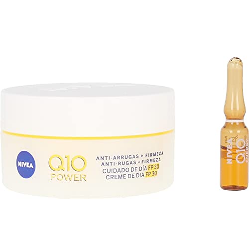 NIVEA Pack Q10 Tratamiento Antiarrugas, caja de regalo con crema de día FP30 (1 x 50 ml) y ampollas antiarrugas (7 uds), set para una piel radiante y luminosa