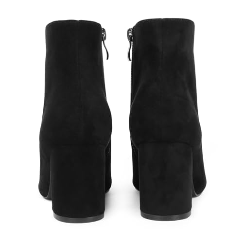 Image of JOY IN LOVE Women's Ankle Boots Chunky Block Heel Pointed Toe Zipper Booties