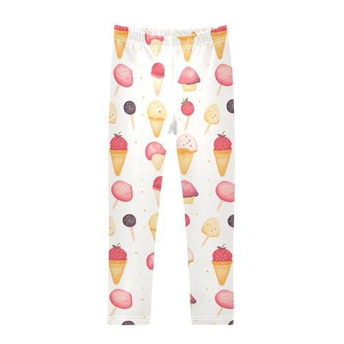 Girls Leggings Cute Ice Cream Soft Toddler Leggings for Girls Kids Pants Size 4T-10T