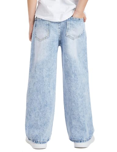 Happy Cherry Boys Girls Casual Baggy Wide Leg Jeans Elastic Waist Straight Pants Loose Denim Trousers2