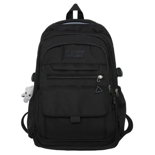 Large Capacity Backpack Fashion Cute Aesthetic Nylon Backpack Accessories (black)