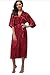 Produktbild Frauen Seidensatin lange Hochzeit Braut Brautjungfer Robe Kimono Robe Feminino Bademantel Größe XXXL Peignoir Femme Sexy Bademantel -wine red-6-XL