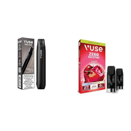 Vuse Pro One Cigarette Électronique, Kit Complet Vapoteuse Electronique Rechargeable avec Batterie 360 mAh, Double Mode de Vape, Compatible Recharges Vuse ePod/Pro Intense, 2 Capsules Fraise Ice