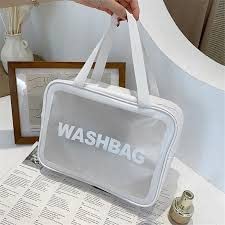 Image of Handcuffs Makeup Pouch with Carry Handle | Wash Bags | Cosmetic Organizer | Toiletry Bag | Vanity Case | Make Up Handbag | Grooming | Travel | Portable | Accessories | Washbag (White)